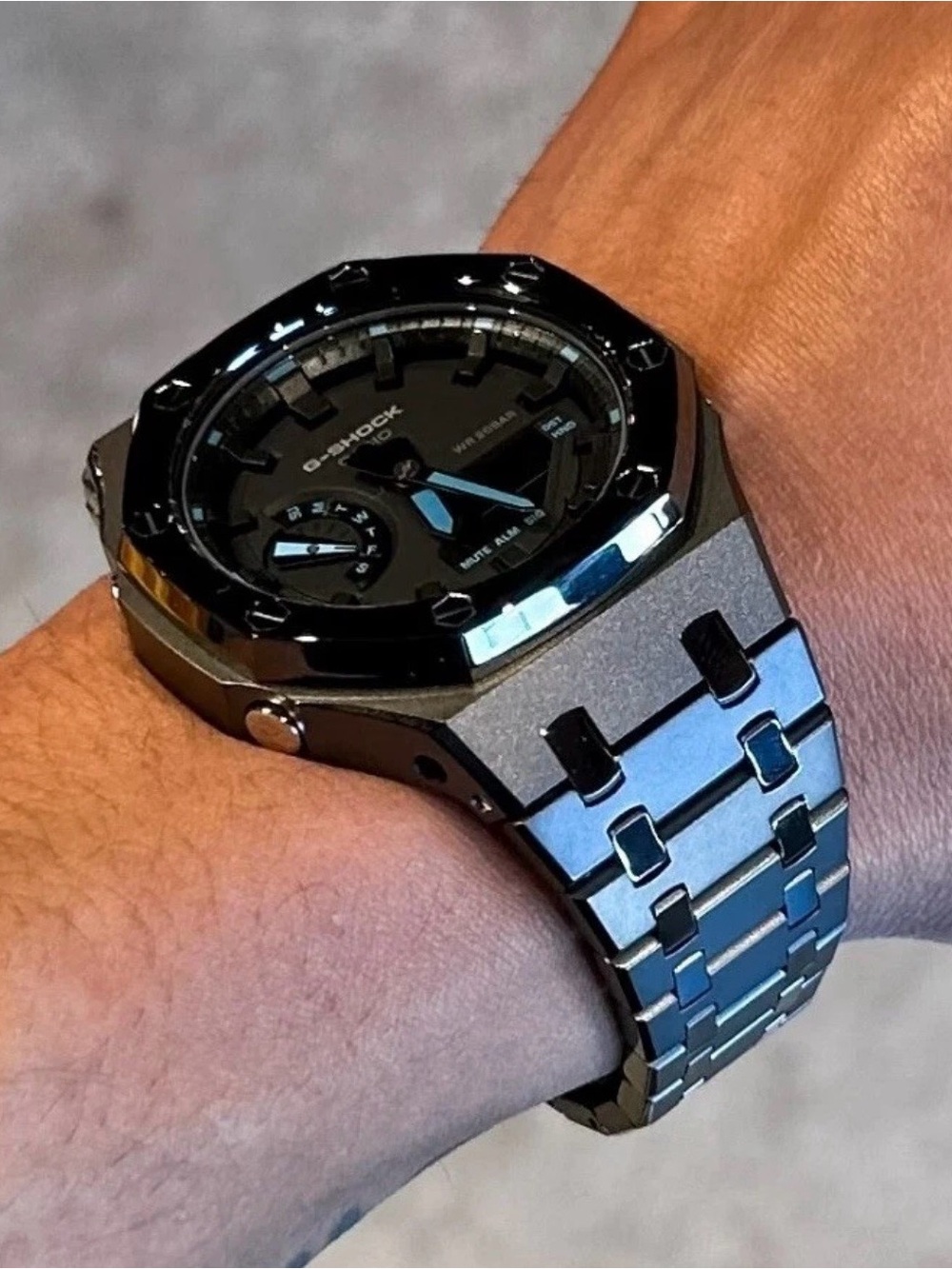 New Casio G-Shock Custom GA2100 Black Stainless Steel Watch